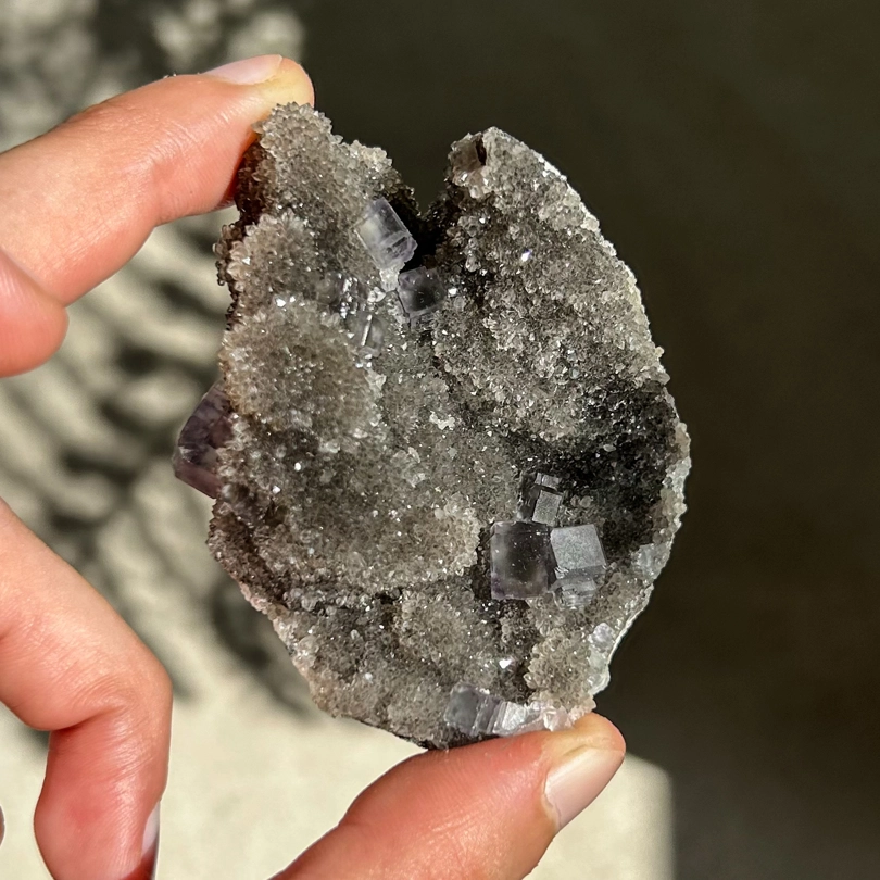 Calcedonio Nero con Fluorite Blu